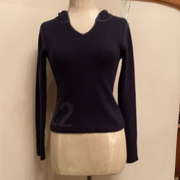 Top shop Smudge Navy Hooded Sweater - Picture 15 of 15